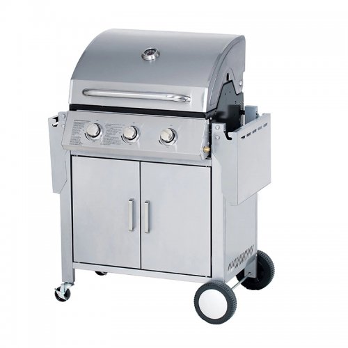 3 Burners Gas Grill With Foldable Side Tables