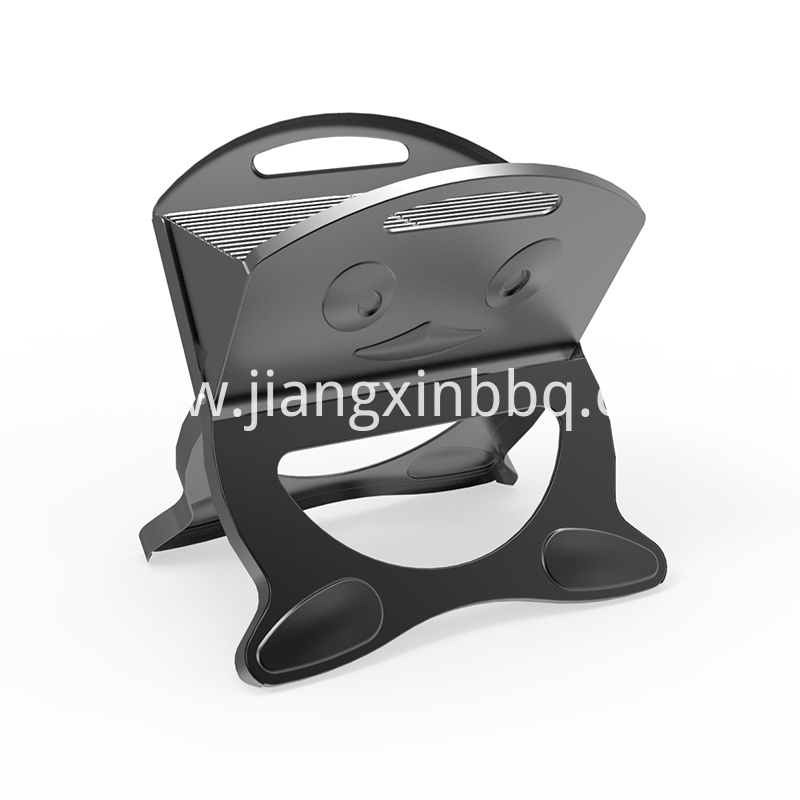 Black X-Shape Charcoal Grill With Smile Pattern