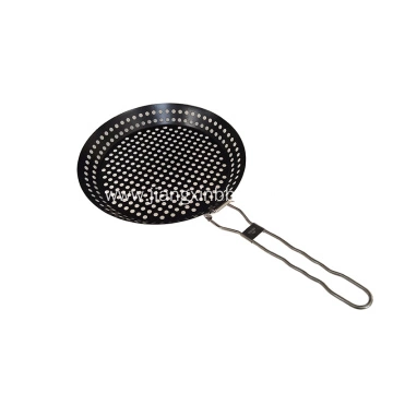 JXGW113 Non-Stick Round Grilling Wok with Folding Handle